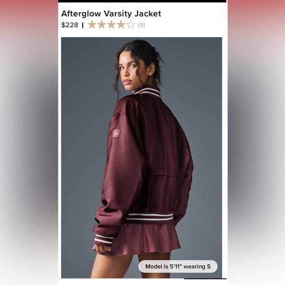 BNWT Alo Afterglow Varsity Jacket XS (burgundy truffle) - Picture 2 of 6